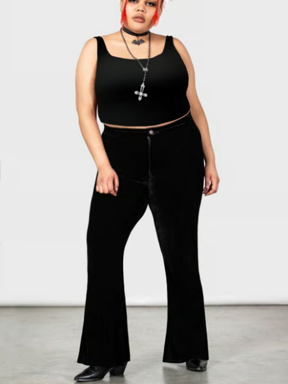 NWT Killstar Thenas Thistle Black Velvet Bootcut Pants Plus 4XL UK Fits US 2XL